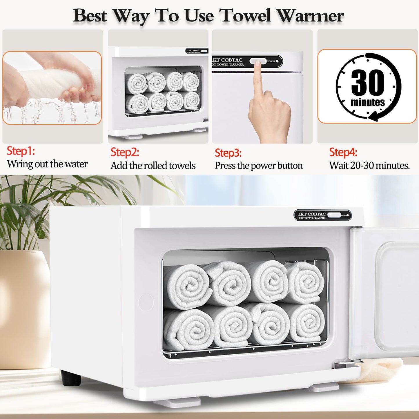 LKT COBTAC Hot Towel Warmer,8L Towel Warmer Cabinet Medium Capacity Esthetician Warmer Heater for Facial Spa, Beauty Salon or Personal Home Use