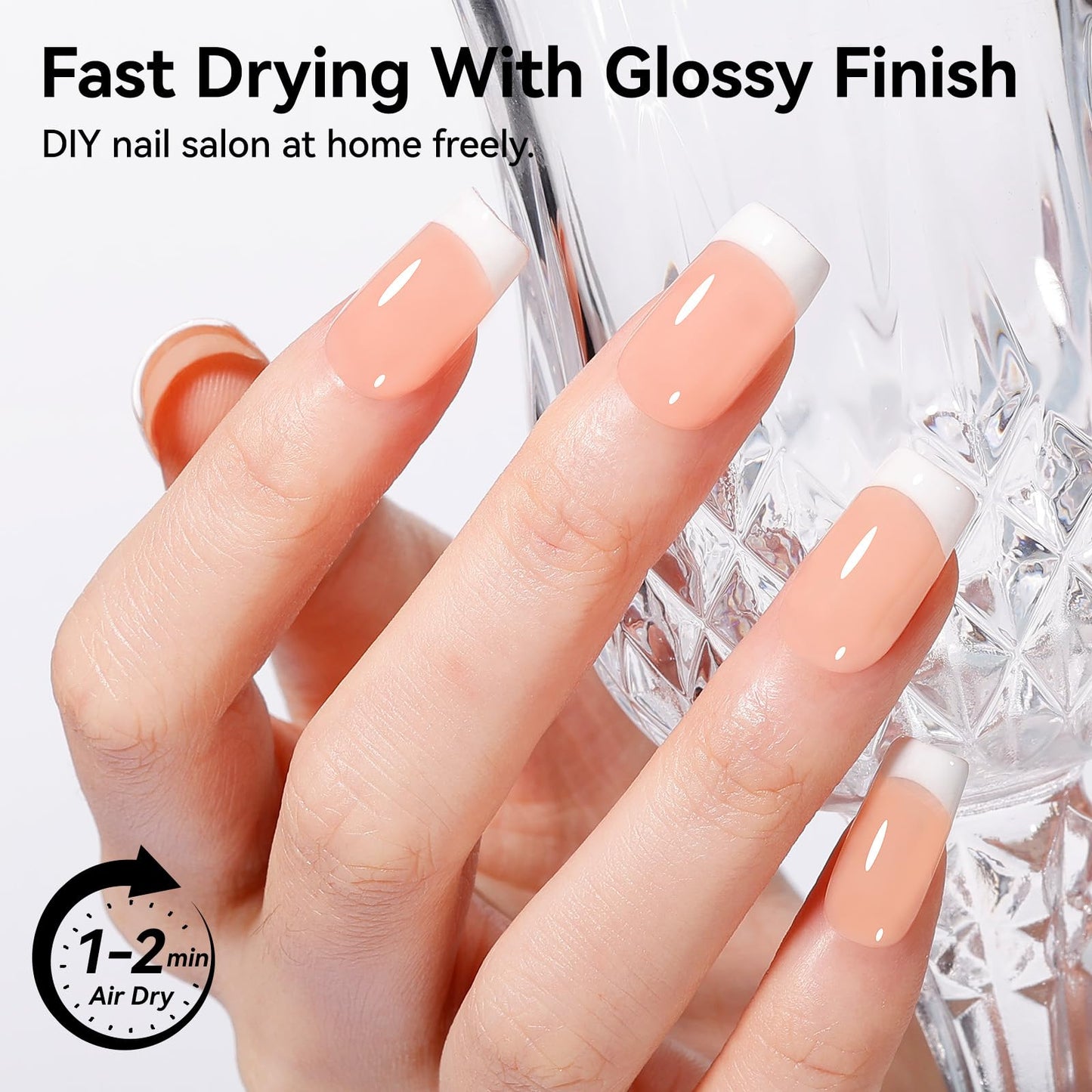 Nailshion Jelly Nail Polish Sheer Peachy Nude, Air-Dry & Non-Gel