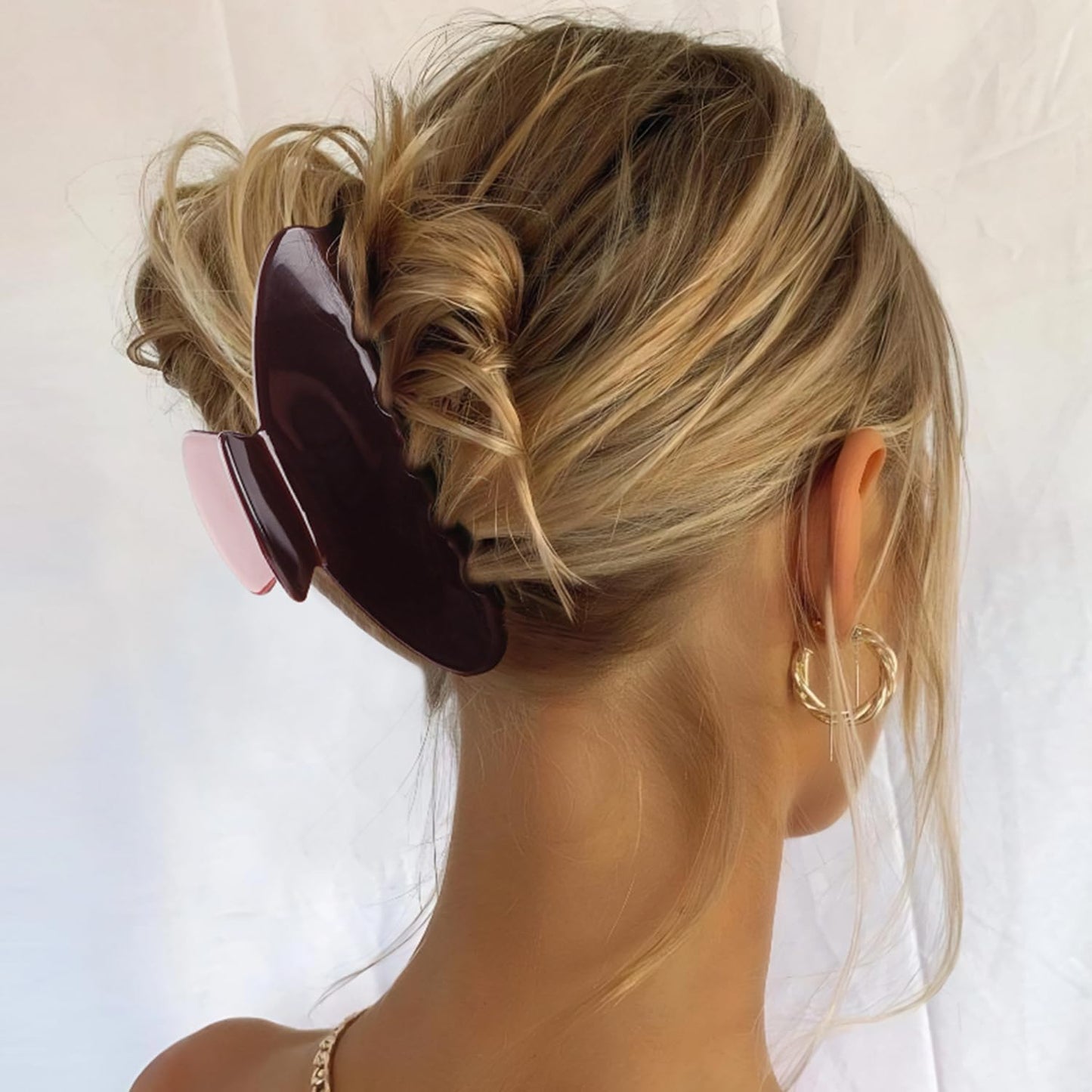 MAORULU Cute Claw Clip for Women – 4.3'' Large Acetate Hair Clips for Thick Thin Curly Long Hair, Durable Hair Clamps Non-slip Jaw Clip, Strong Hold, Stylish French Design (Chocolate)