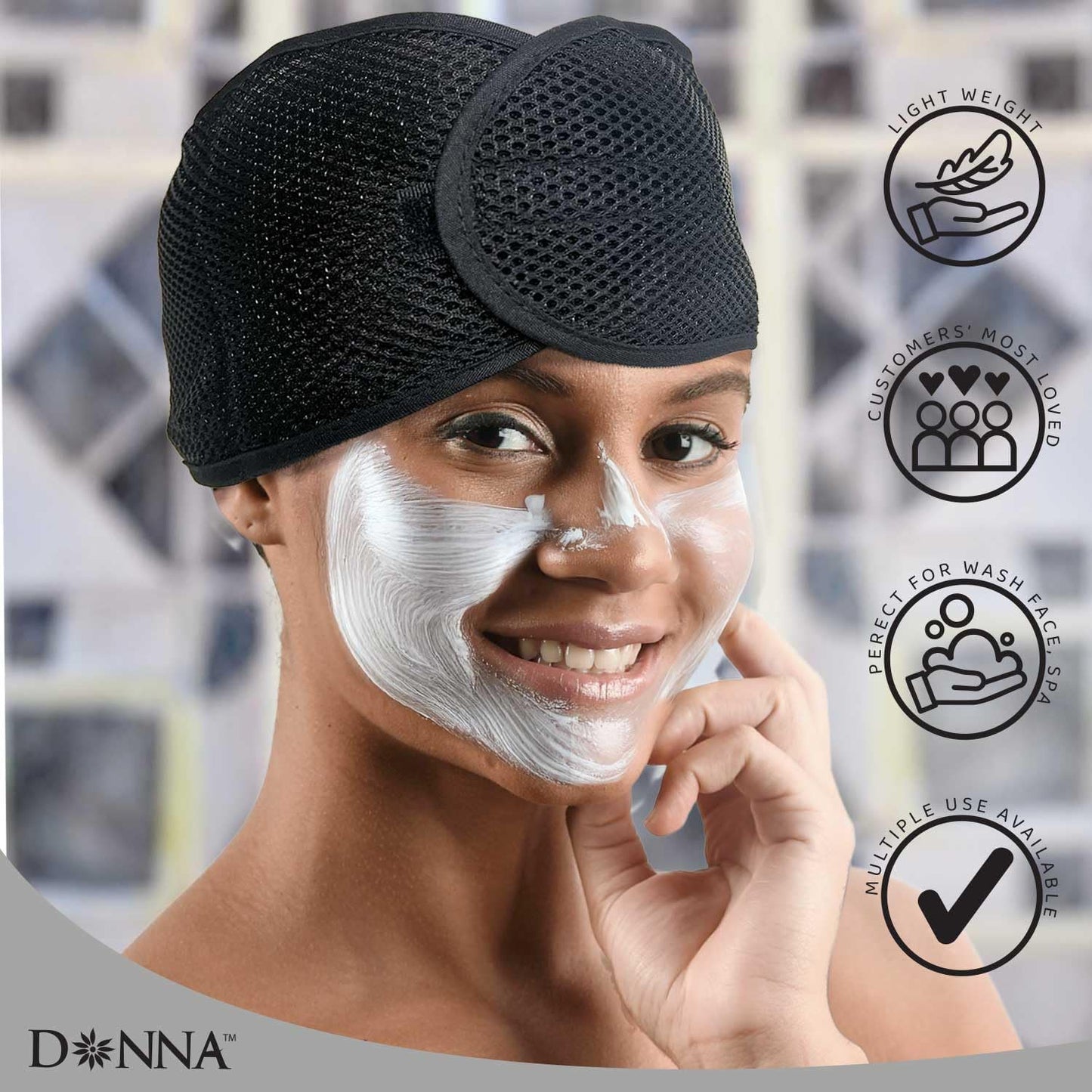 DONNA Deluxe Foam Mesh Wrap with Vitamin E, Head Wraps for Black Women, Hair Wrap for Sleep, Hair Nets for Sleeping, Mesh Hair Wrap, Silk Head Wrap, 1pc