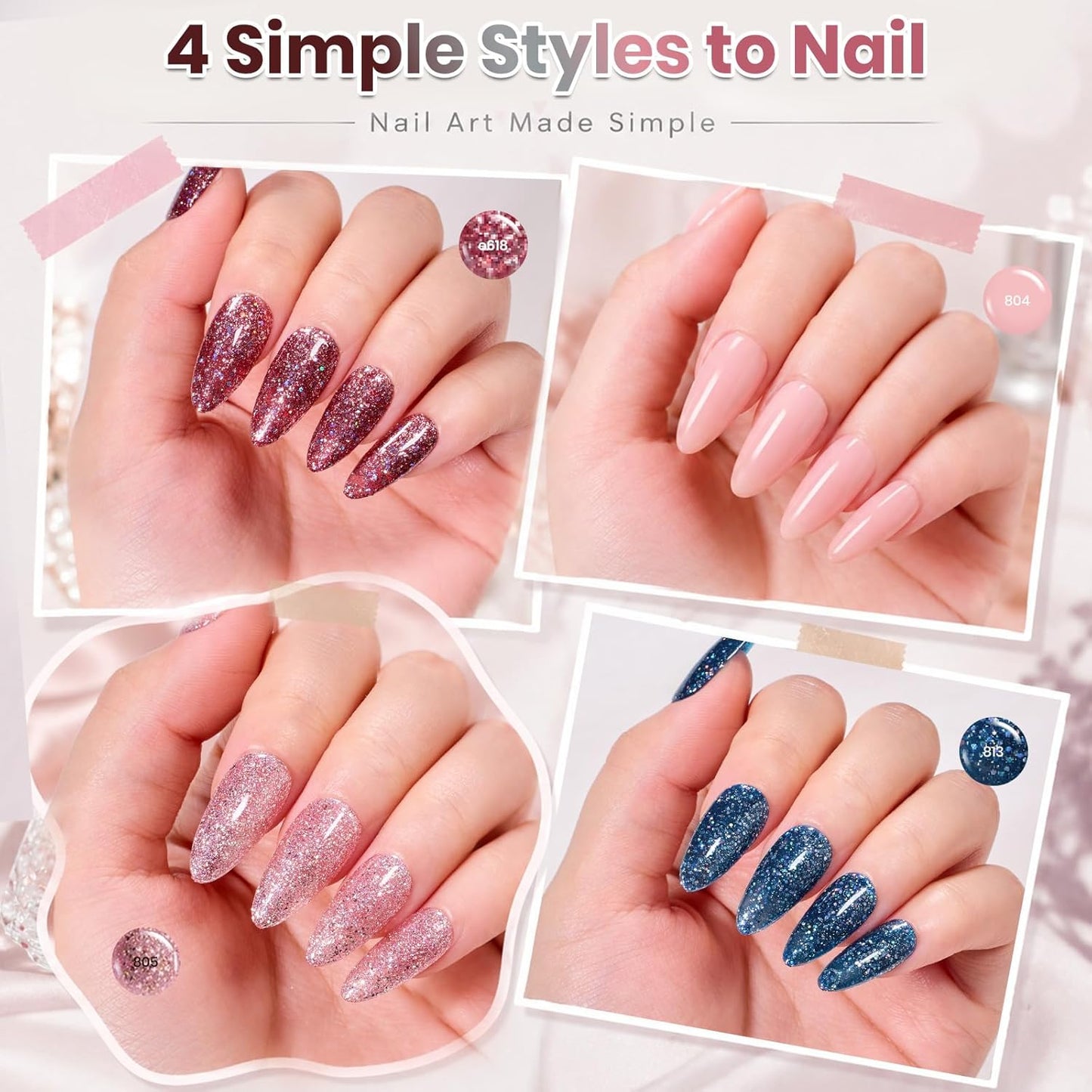 Beetles Gel Nail Polish Set - Modern Muse Collection with 3 Colors & Base/Top Coat | Soak Off UV Gel