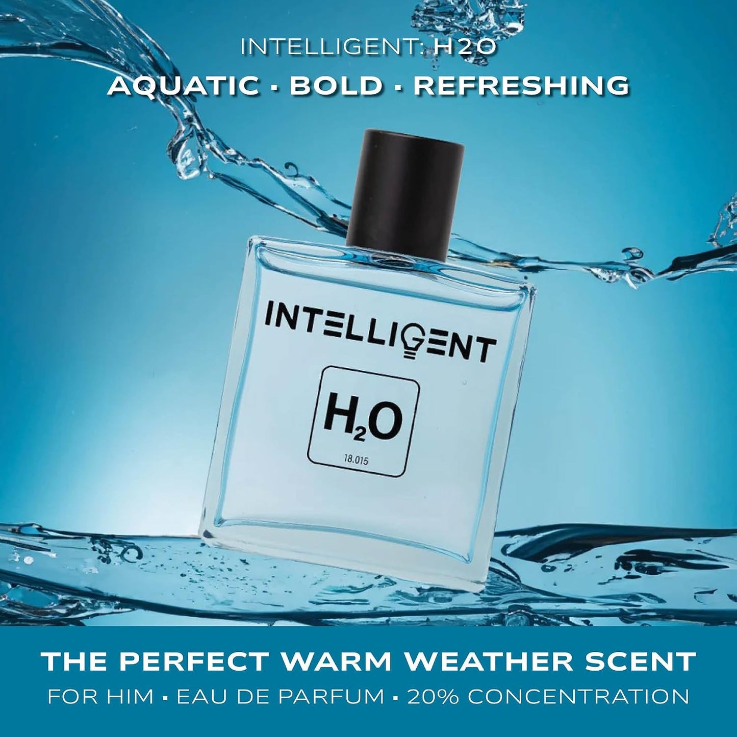 Intelligent H2O Eau de Parfum for Men - Aquatic & Bold Fragrance | 3.4 Fl Oz (100 mL)