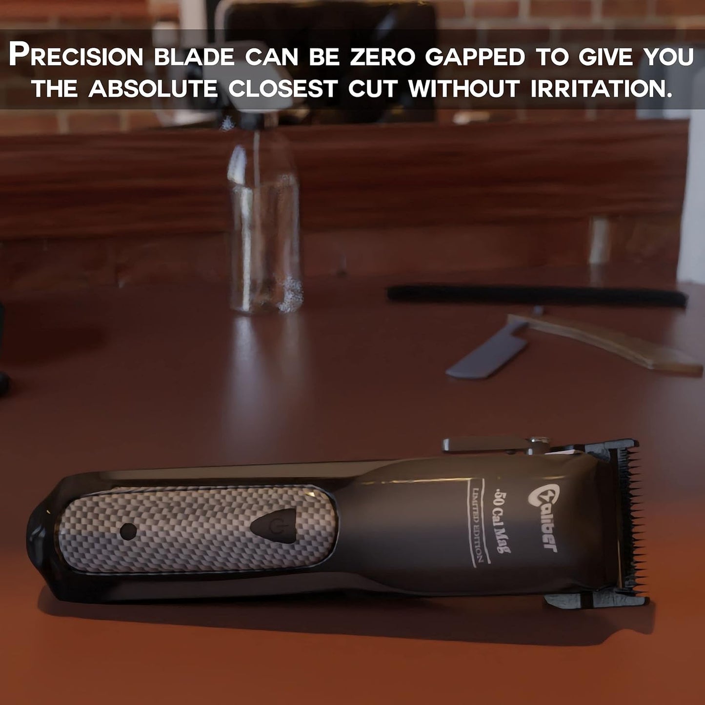 Caliber Pro .50 Cal Clipper - Rechargeable Hair Grooming Tool | Ultra Low Noise, 8+ Hours Power, Easy Zero Gap Cut - Black