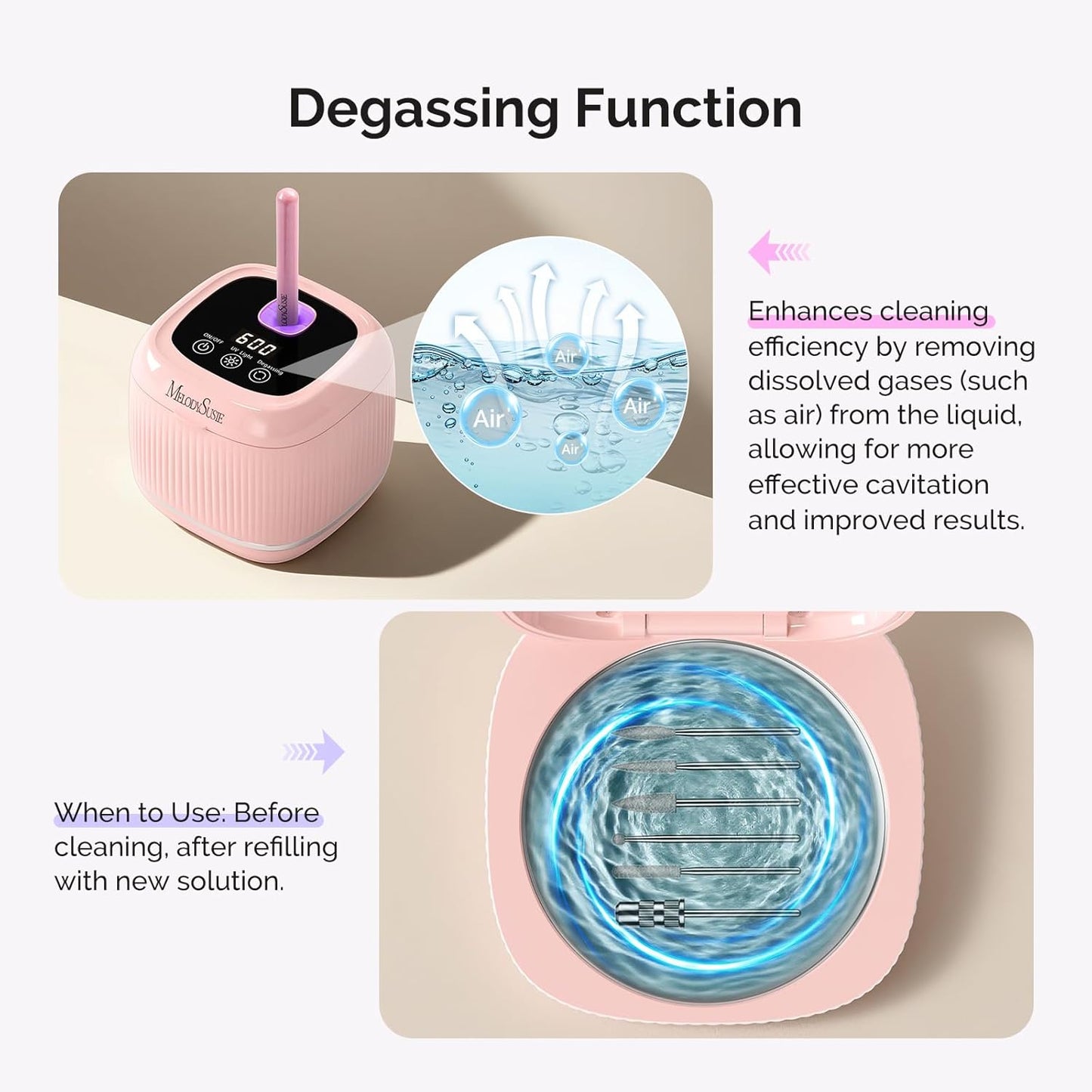 Nail Tool Cleaning Machine - 2-in-1 Device with 3 Timer Modes | Pink for Salon & Home Use