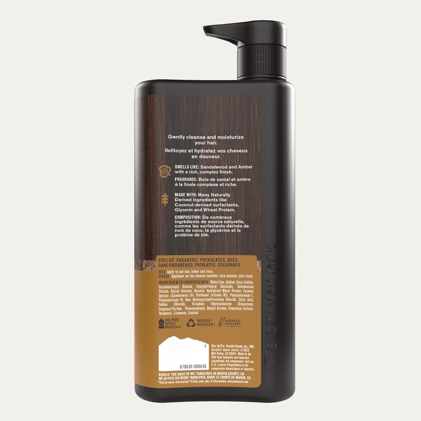 Every Man Jack 2-in-1 Shampoo & Conditioner for Men - Nourishing Amber & Sandalwood | Cruelty-Free | 24oz
