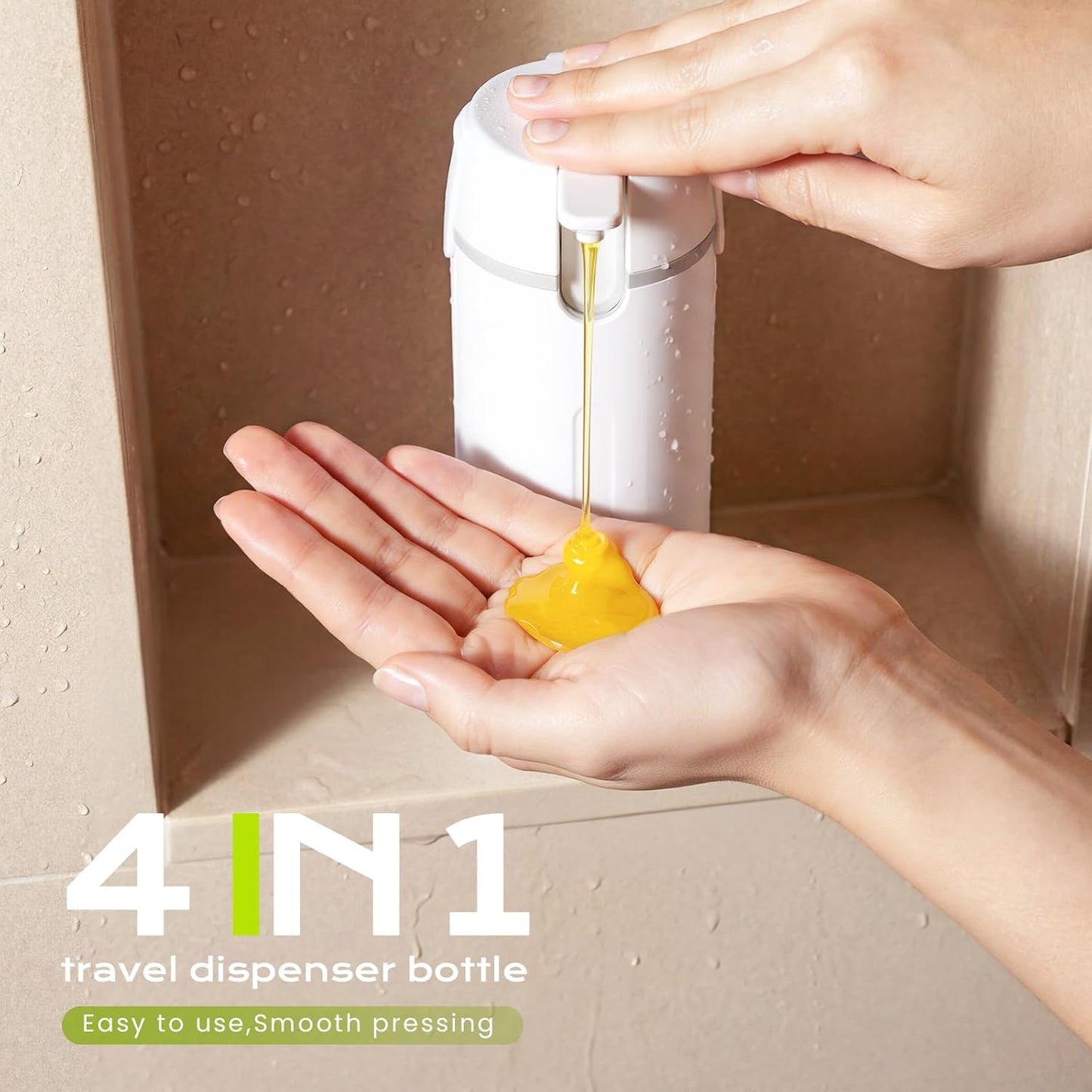 Travel Dispenser Bottle Set - 4 in 1 Leak Proof Refillable Pump Toiletry Containers | 30ML Green for Travel, Camping & Gym