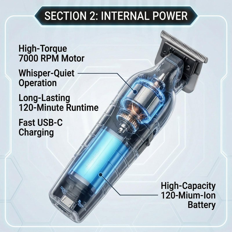 Hair Clipper Beard Trimmer for Men, Cordless Professional Barber Hair Cutting Trimming kit,USB Rechargeable