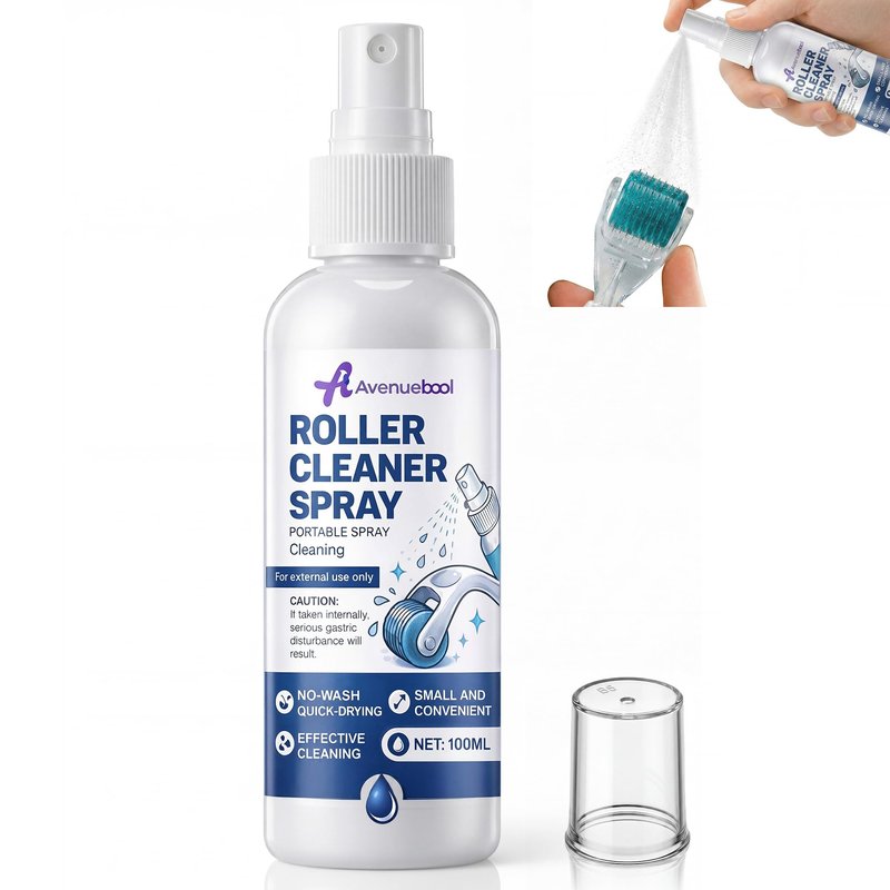 Avenuebool Cleaner Spray for Derma Roller, Skin Friendly Derma Roller Cleansing Spray Removes Residue & Buildup, Fast Dry Formula for Tool Grooves, Keeps Tools Clean & Smooth, 100ml/3.38 fl oz