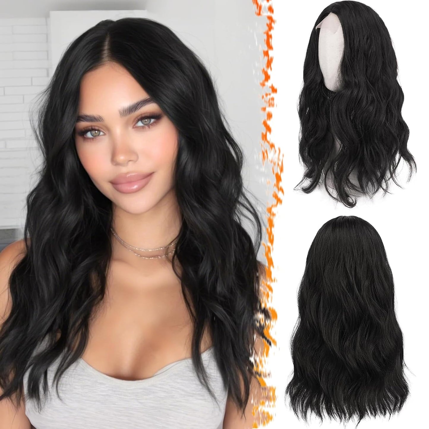 18 Inch Wavy Beige Blonde Wig - Medium Length Synthetic Wig for Women | Natural Soft Waves for Daily Wear & Parties
