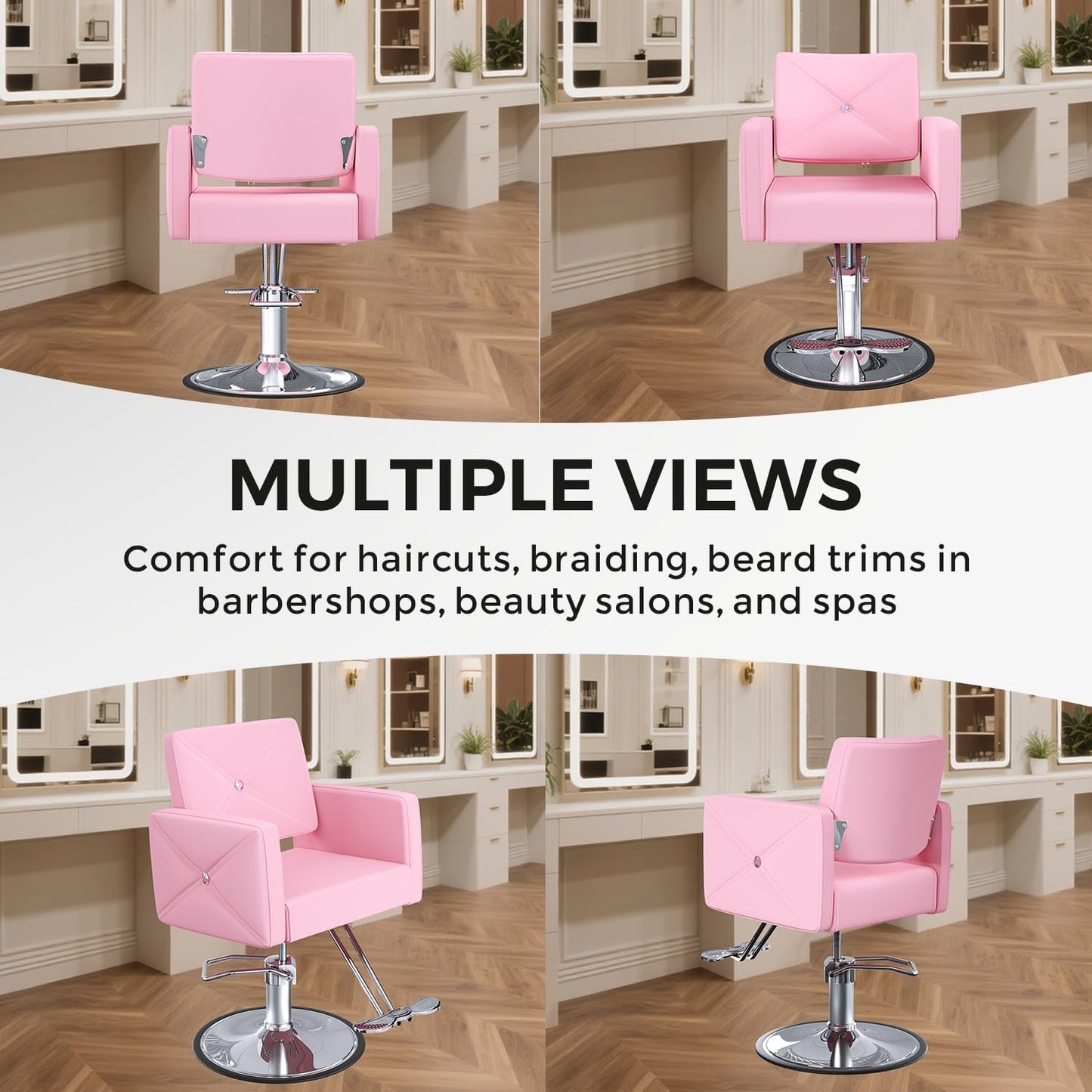 Salon Chair for Hair Stylist - Heavy-Duty Hydraulic Pump, 360° Swivel, Adjustable Height | Elegant Pink