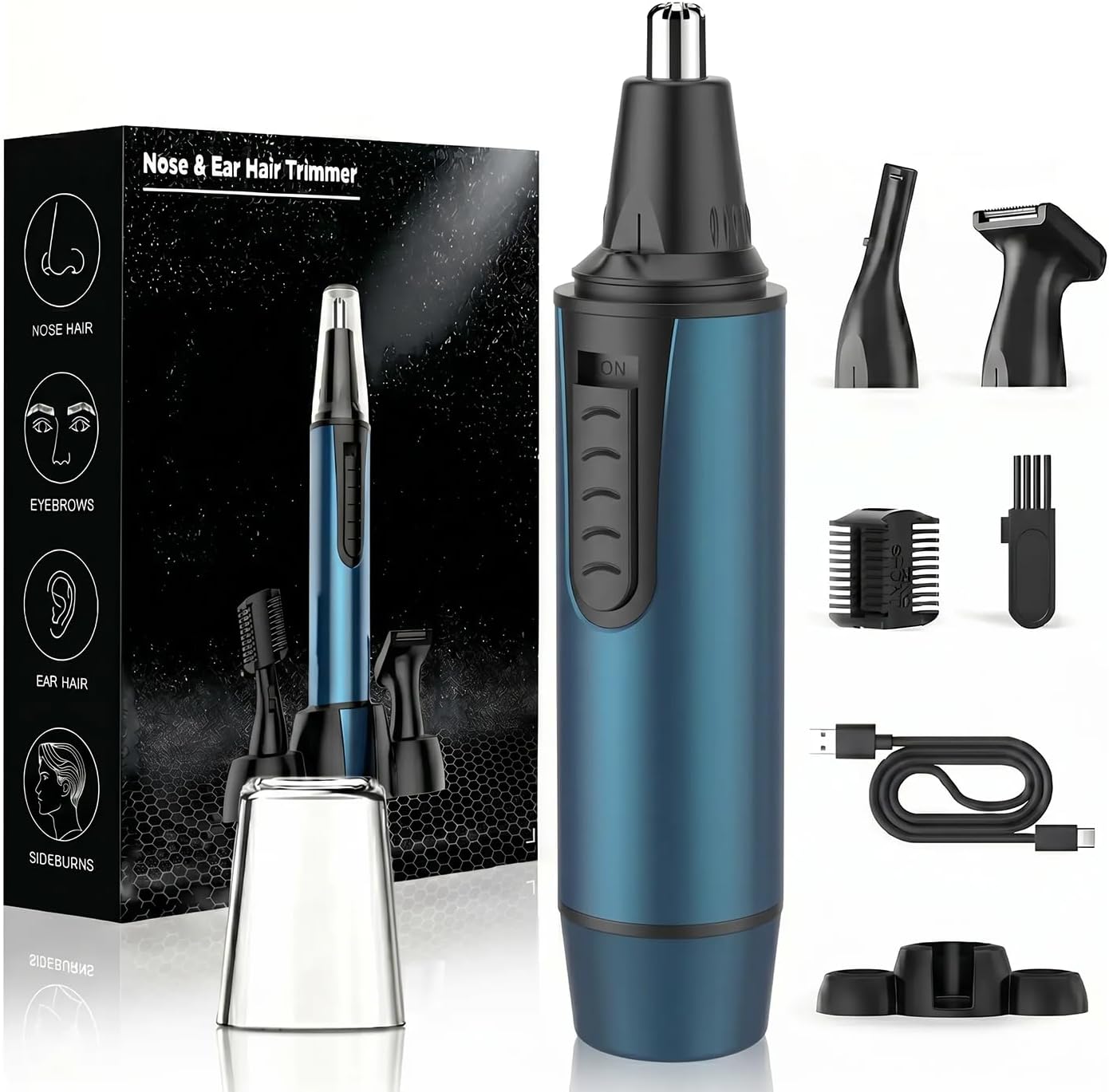 AREYZIN Nose Hair Trimmer for Men - 3-in-1 Painless Rechargeable Grooming Kit | IPX7 Waterproof, Dual Edge Blades