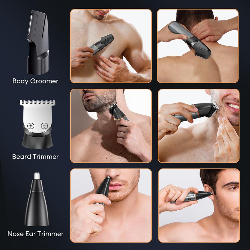kensen Body Hair Trimmer for Men - Manscape 3-in-1 Beard Trimmer for Men, Christmas Gift Men's Groin & Pubic Hair Trimmer IPX6 Waterproof Electric Razor for Mens Hair Clippers for Mens Shaver (Gray)