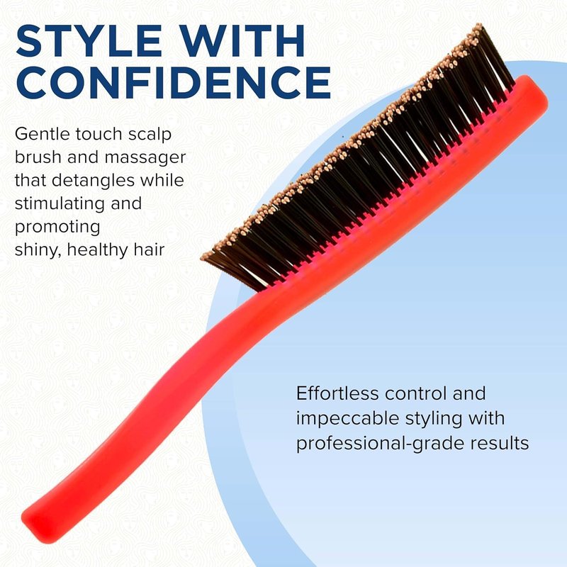 Giorgio GIO1 Gentle Hair Brush Dresser Size. Wet & Dry Pro Hair Brush Detangler. Soft for Sensitive Scalp. Good For Men Women & Kids All hair lengths. Durable and Anti-Static. (Set, Red)