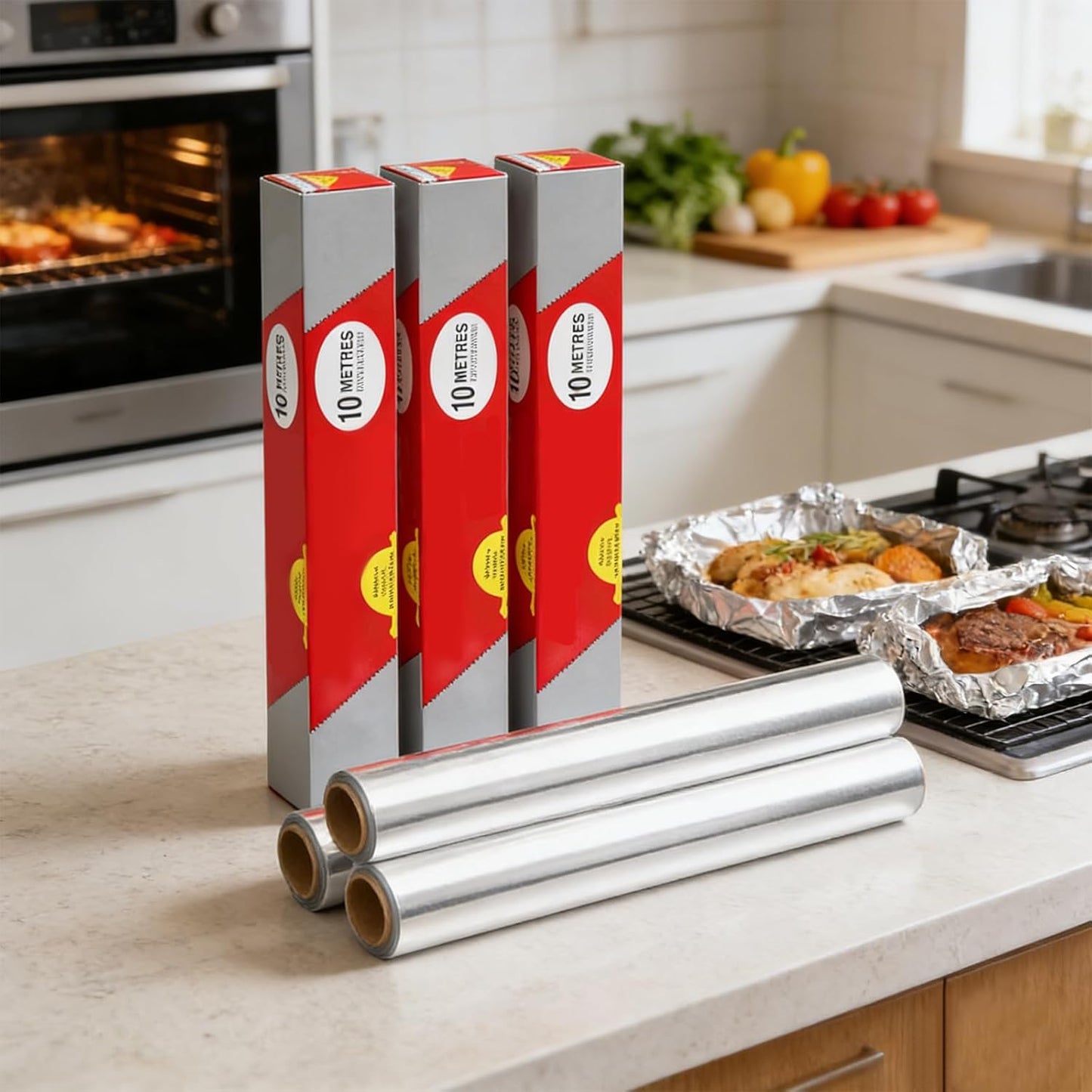 Heavy Duty Aluminum Foil Rolls - Non-Stick Baking Surface | Food Grade Kitchen Wrap