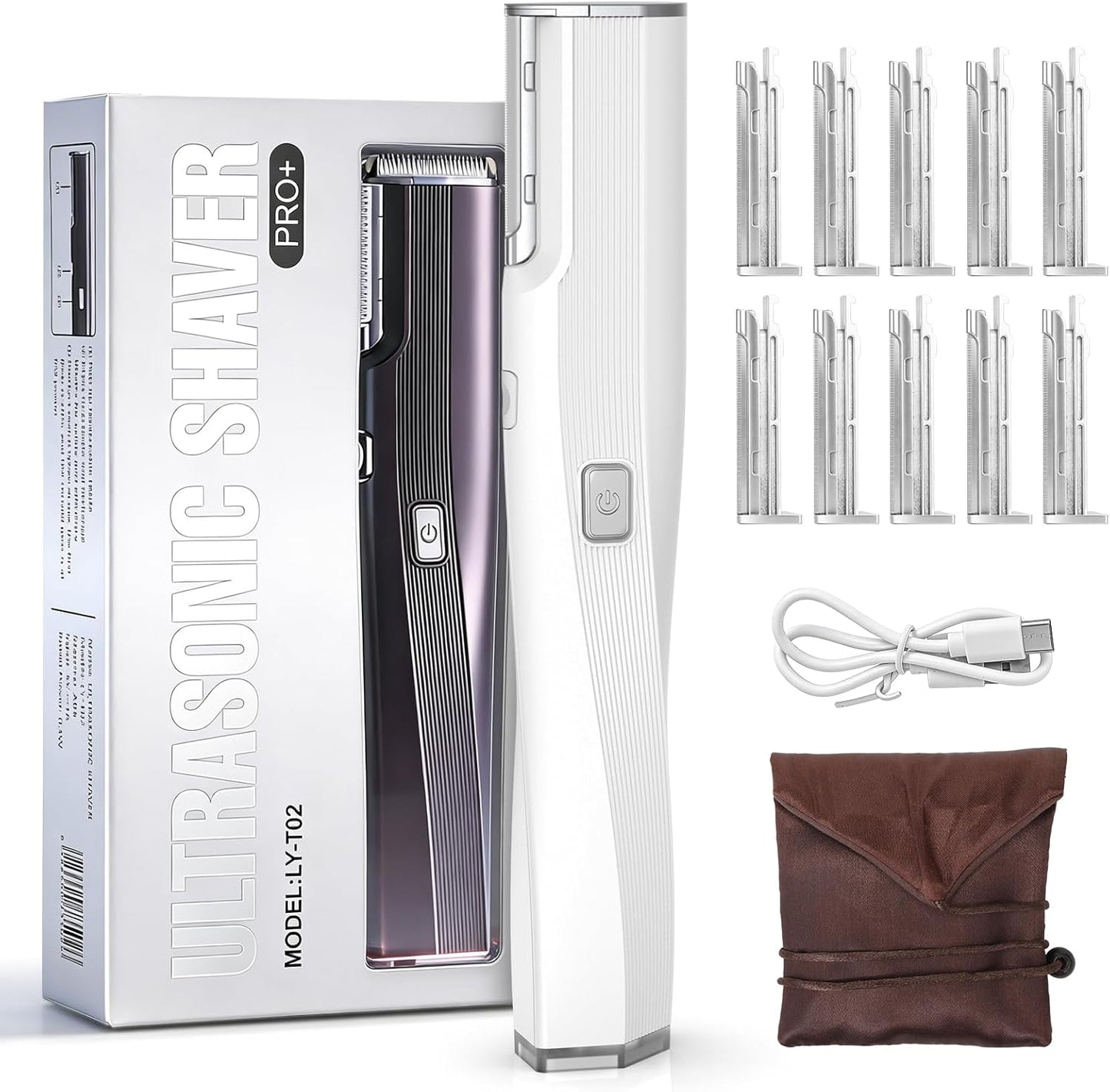 Dermaplane Razor for Women - Painless Sonic Exfoliation Tool with 10 Micro Mesh Blades | Off-White