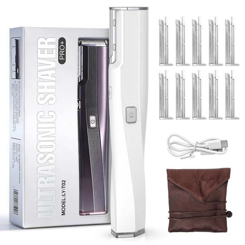 PEDOOD Dermaplane Razor for Women Face, Painless Sonic Dermaplane Tool with 10 Upgraded Micro Mesh Dermaplaning Blades, Women’s Facial Exfoliation & Peach Fuzz Hair Removal System (Off-White)