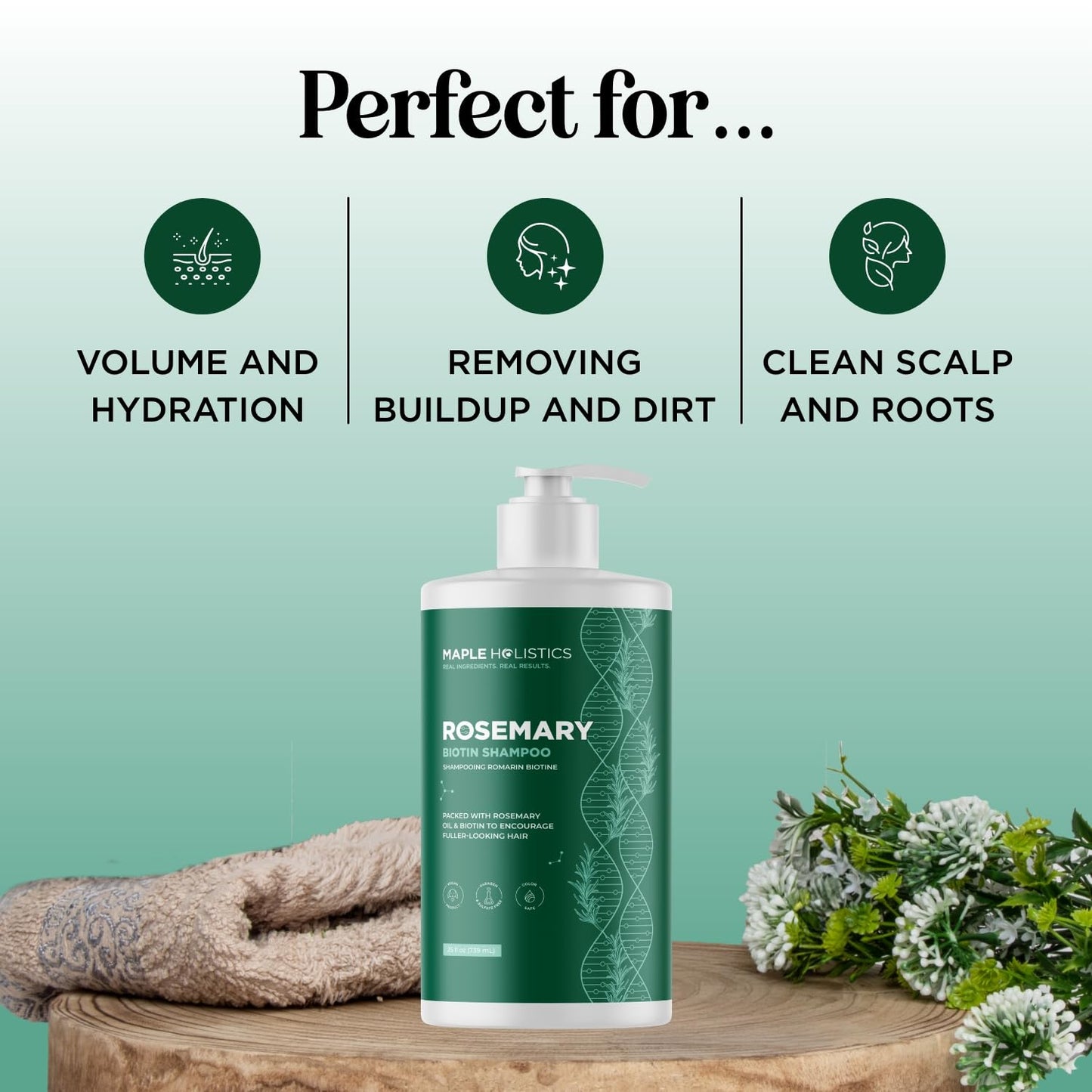 Volumizing Biotin and Rosemary Shampoo - Vegan Rosemary Biotin Shampoo for Thinning Hair for Women and Men with Nourishing B Vitamins & Tea Tree Oil - Paraben Silicone & Sulfate Free (25 Fl Oz)