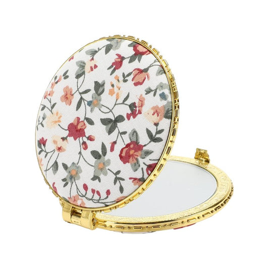 VOCOSTE Compact Flower Mirror, Round Mini Vintage Folding Travel Portable White Pocket Mirror for Women