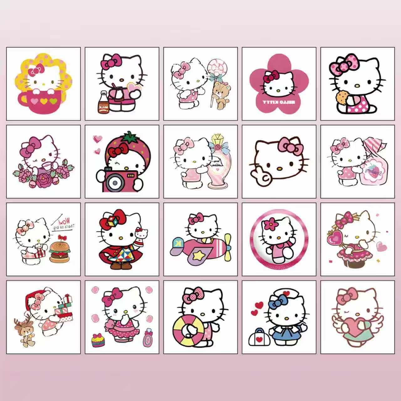 20pcs Hello Cat Kitty Temporary Tattoos for Teens Birthday Party Supplies, Party Favors Fake Tattoos Stickers,Birthday Decorations Party Game Activities Reward Gifts (Hello Cat Kitty)