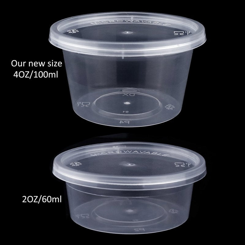 Augshy 40 Pack 4Oz Slime Containers with Lids, Jello Shot Cups Condiment Containers Plastic Portion Cups with Lids for Salad Dressing Food Storage Containers