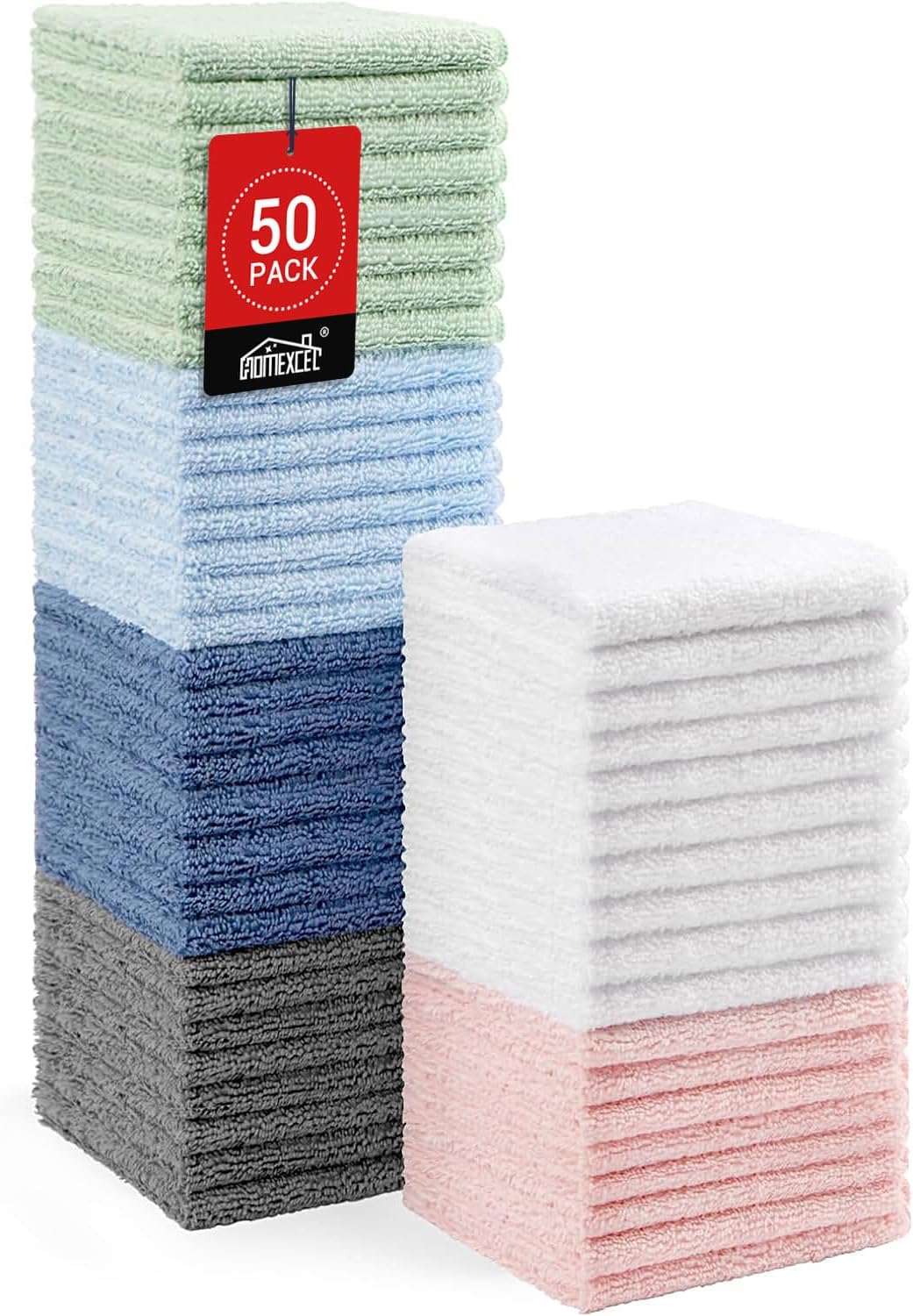 Quick Drying Face Towels - Super Absorbent Wash Cloths for Body & Face | Pink, Light Blue, Green, Navy Blue
