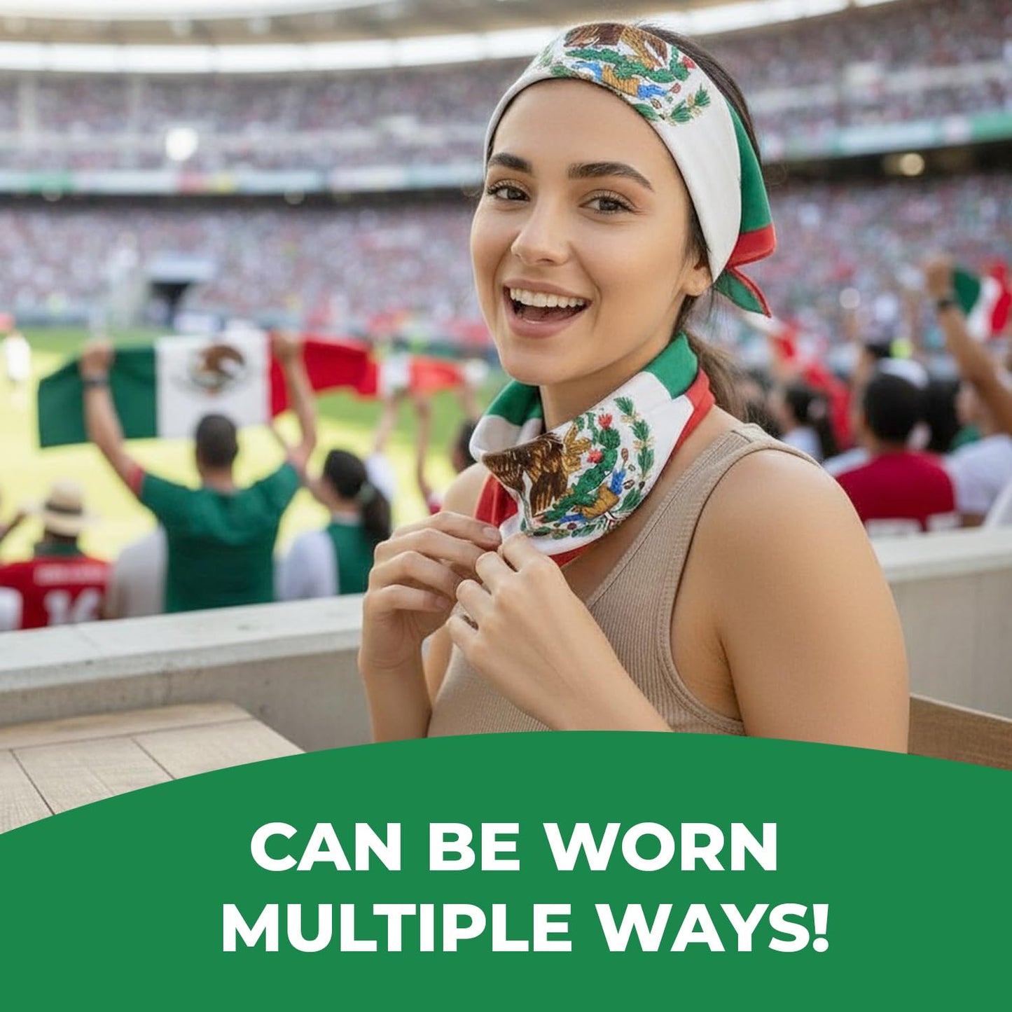Costume Adventure Mexican Flag Bandana Mexico Flag Bandana Mexico Bandanna Headband for Men or Women - One Size