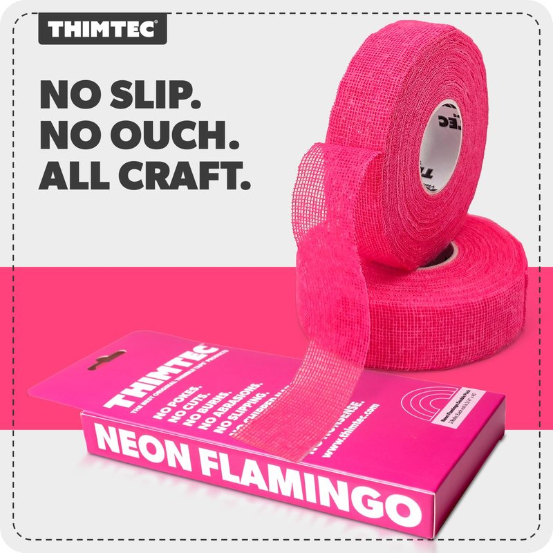 THIMTEC - The Original Thimble Tape for Hand Sewing - Fully Adjustable Nail & Finger Protector - A Smarter Alternative to Classic Knitting Thimbles - Neon Flamingo, 2-Pack