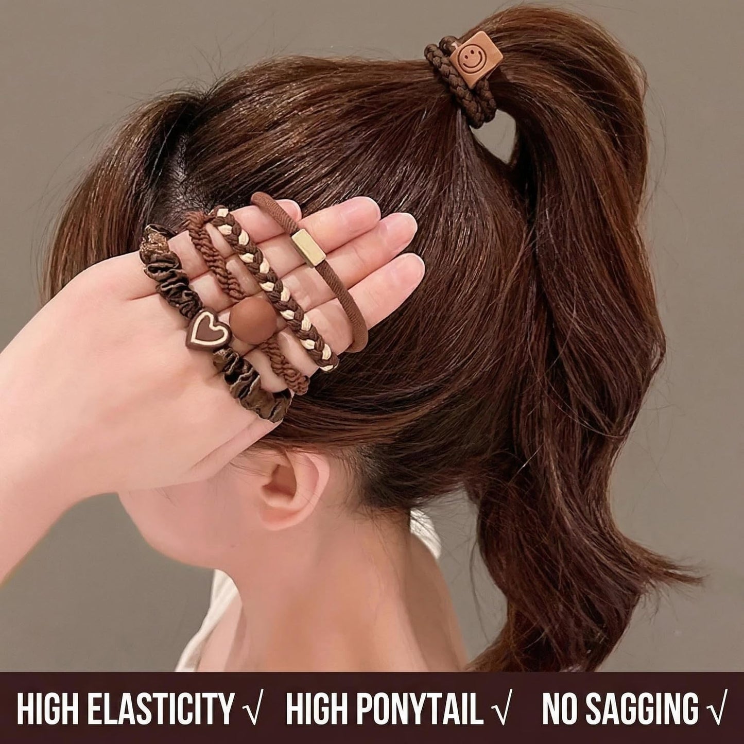 Boho Hair Ties & Bracelets - 15 Pcs Elastic Accessories for Thick or Thin Hair | 5 Stylish Designs in Yellow
