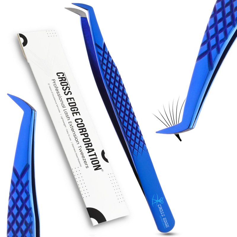 My Lash Tools Fiber Tip Lash Tweezers for Eyelash Extensions Professional Lash Tech Supplies Must Haves Volume Boot Eyelash Tweezers 12cm Stainless Steel Fan Making Lashing Tweezer (Pink Gold Tip)