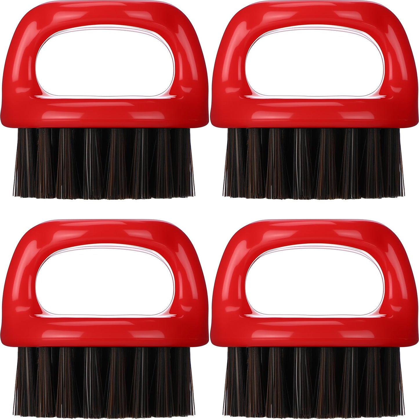 4 Pcs Knuckle Brush for Men Barber Brush, Fade Beard Brushes, Face and Neck Brushes, Beard and Hair Supplies, Barber Essential Tool for Professional Barbering and Grooming Services(Red)