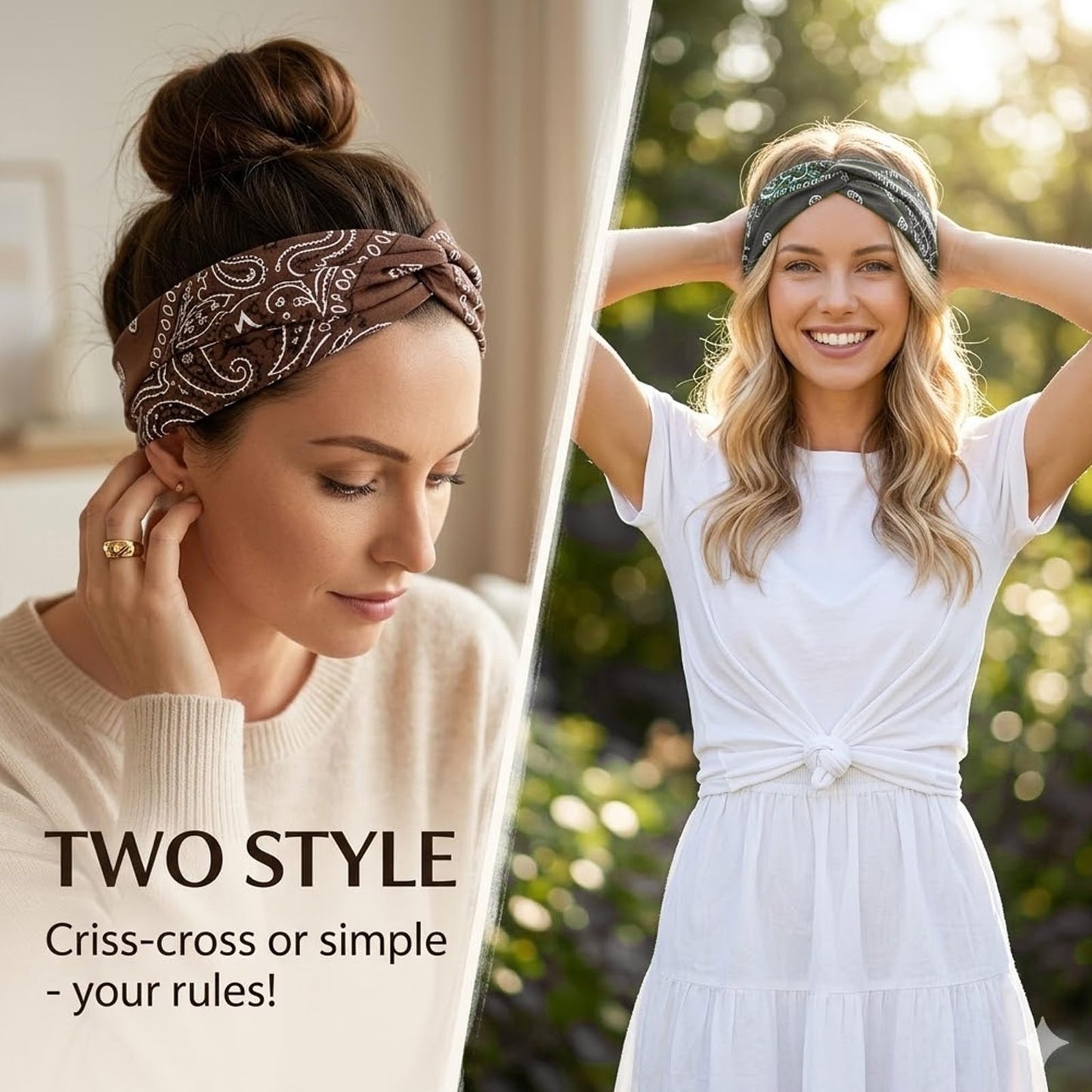 Gemoioio 4 Pack Extra Wide Headbands for Women, Large Turban Non Slip Hair Bands, Boho Elastic Twisted Knot Headwrap, for Yoga, Skincare, Sports, Workout – Girls Hair Accessories