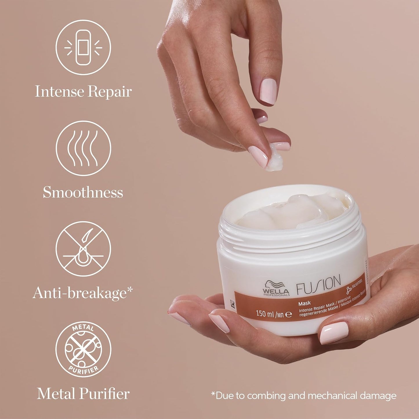 Wella Professionals Fusion Intense Repair Hair Mask - Deep Treatment for Damaged Hair & Breakage Recovery | 8.4 oz