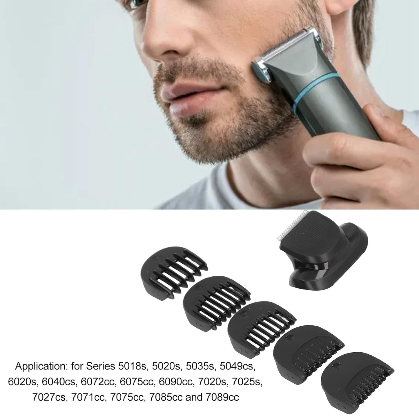 Beard Trimmer Head Replacement - Compatible Guards for Series 5/6/7 | 5 Combs Included