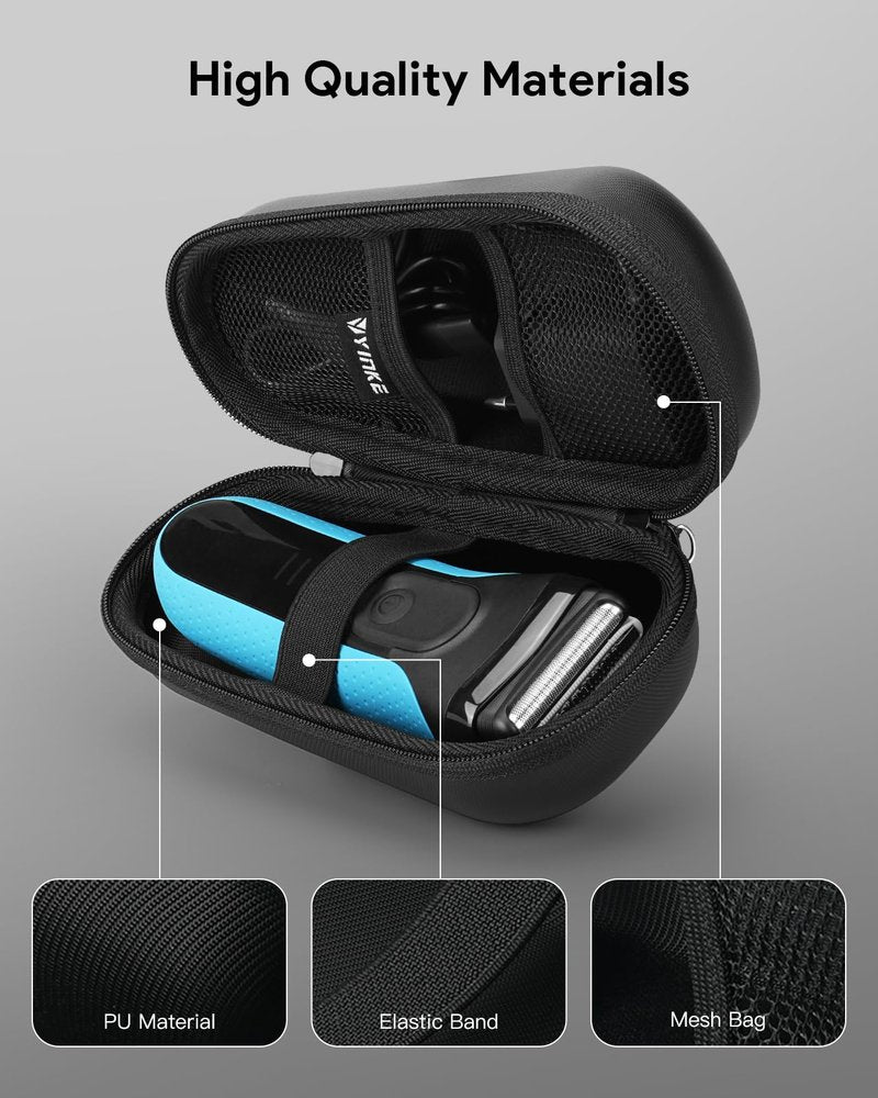 Yinke Case for Braun Series 3/ Series 5, 3040s, 3010S, 5018s, 5140s Electric Razor Shaver, Hard Travel Case Protective Cover Storage Bag (Black interior)