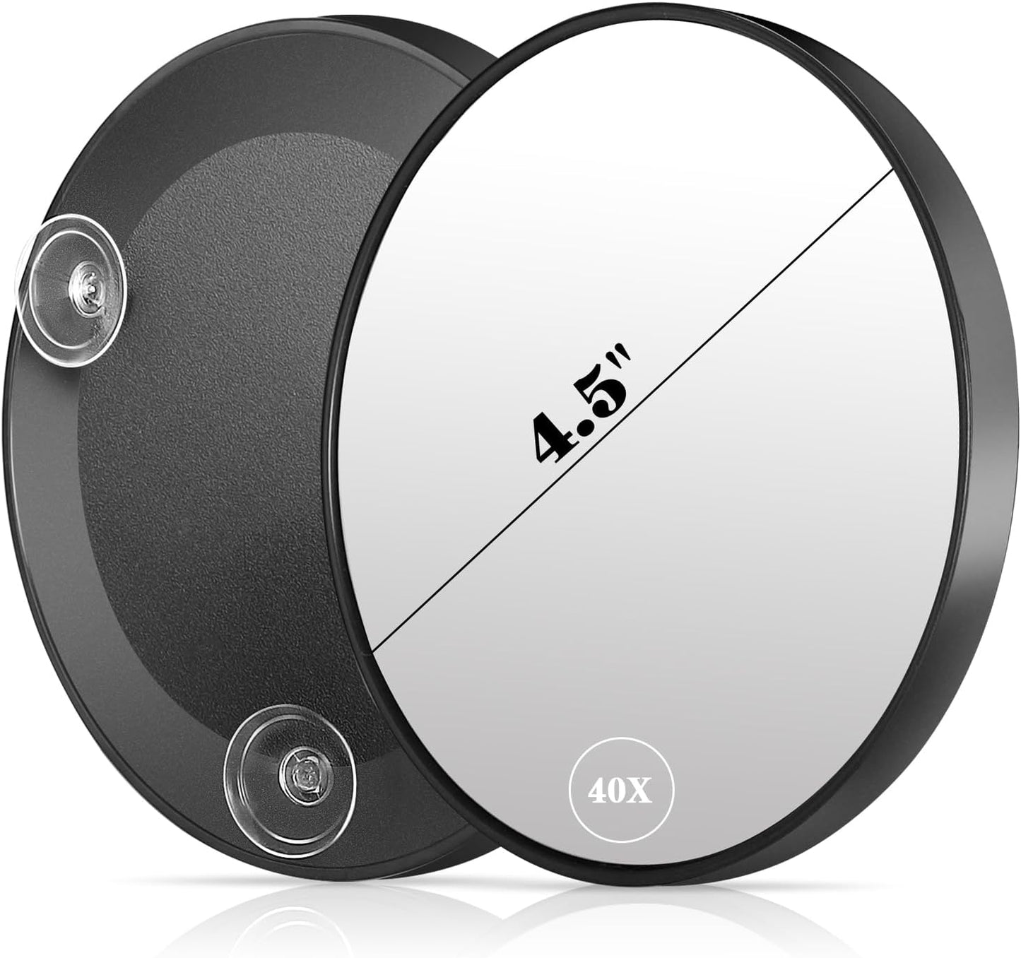 40X Magnifying Mirror - Round Travel Makeup Mirror with 3 Suction Cups | 4.5 Inch High Magnification for Detail Makeup and Shaving