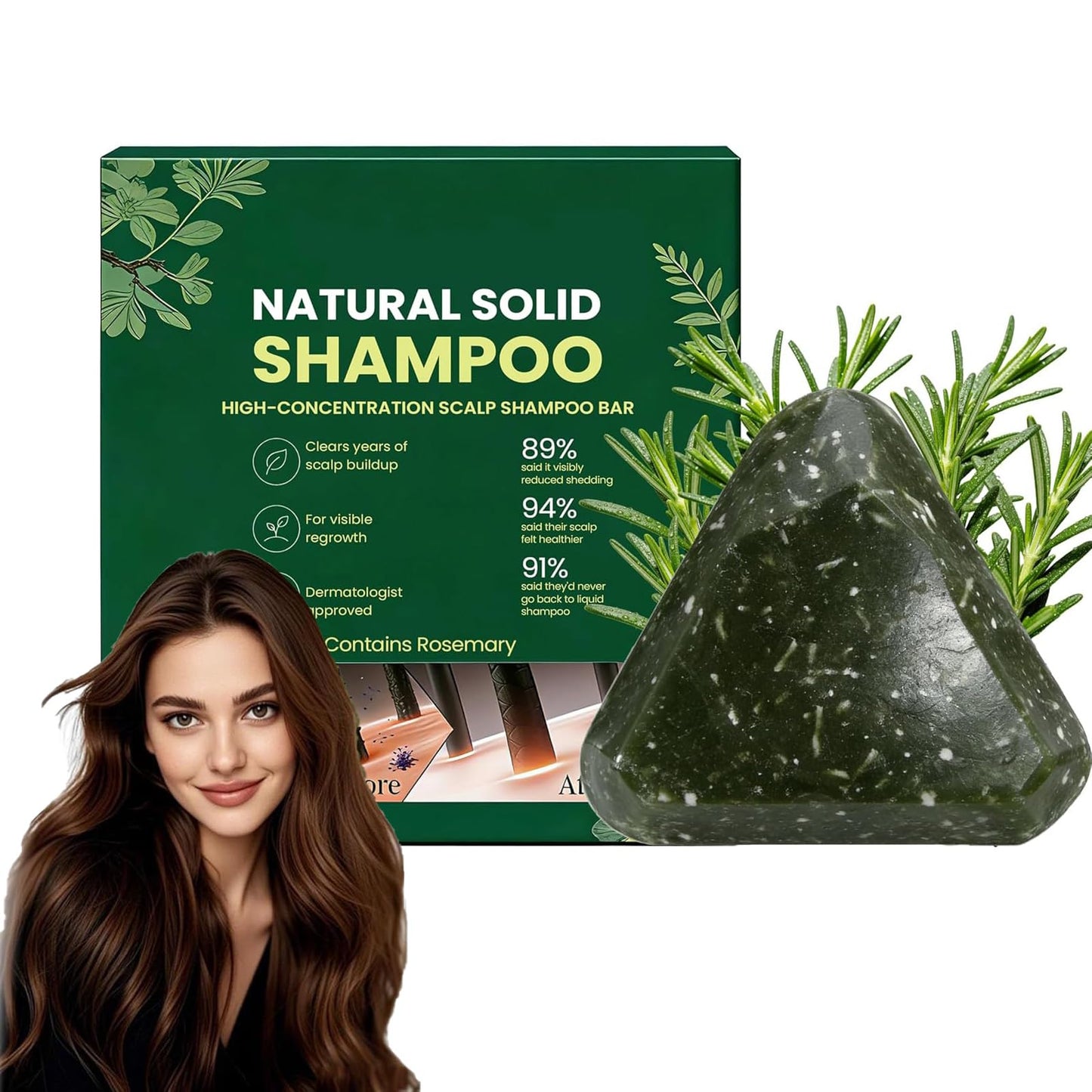 Yoracarekorean Scalp Shampoo Revival Bar,Rosemary Amino Acid Shampoo Bar,Natural Botanical Hair Care Bar for Strengthening & Thinning Hair,Gentle Hydrating Solid Shampoo