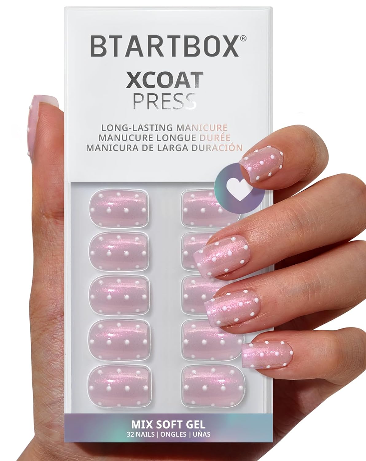 Press On Nails - 3D Butterfly French Tip Almond Design | Opaque Soft Gel, 16 Sizes, 32 Nail Kit