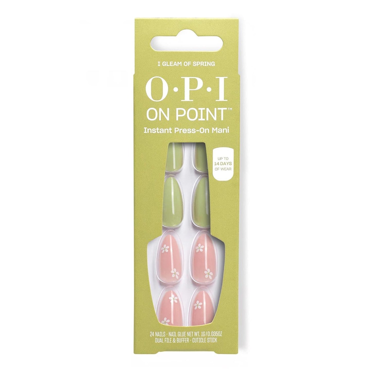 OPI On Point Press On Nails - Short Round & Squoval Nail Art | 24 Count with Glue | Long-Lasting & Reusable
