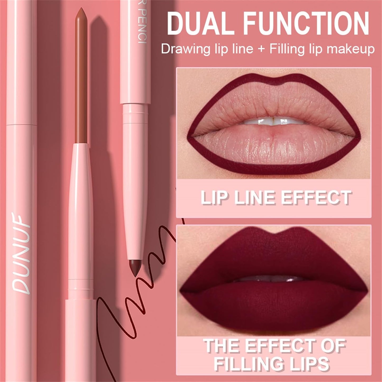 Retractable Lip Liner Pencils Set - 6 Rich Pigmented Shades | Waterproof & Long-Lasting Matte Finish