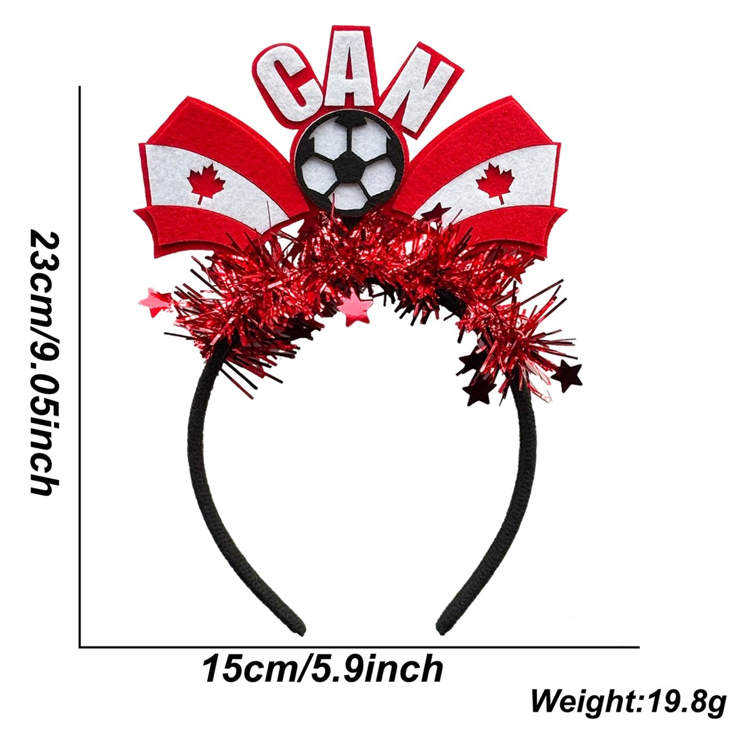 KASOICRA Canada Flag Headband Football Hair Hoops World Cup Party Headbands for Soccer Fans for Soccers Accessories Women Men Soccers Hair Bands Game Day Sports Hair Decoration 1Pcs
