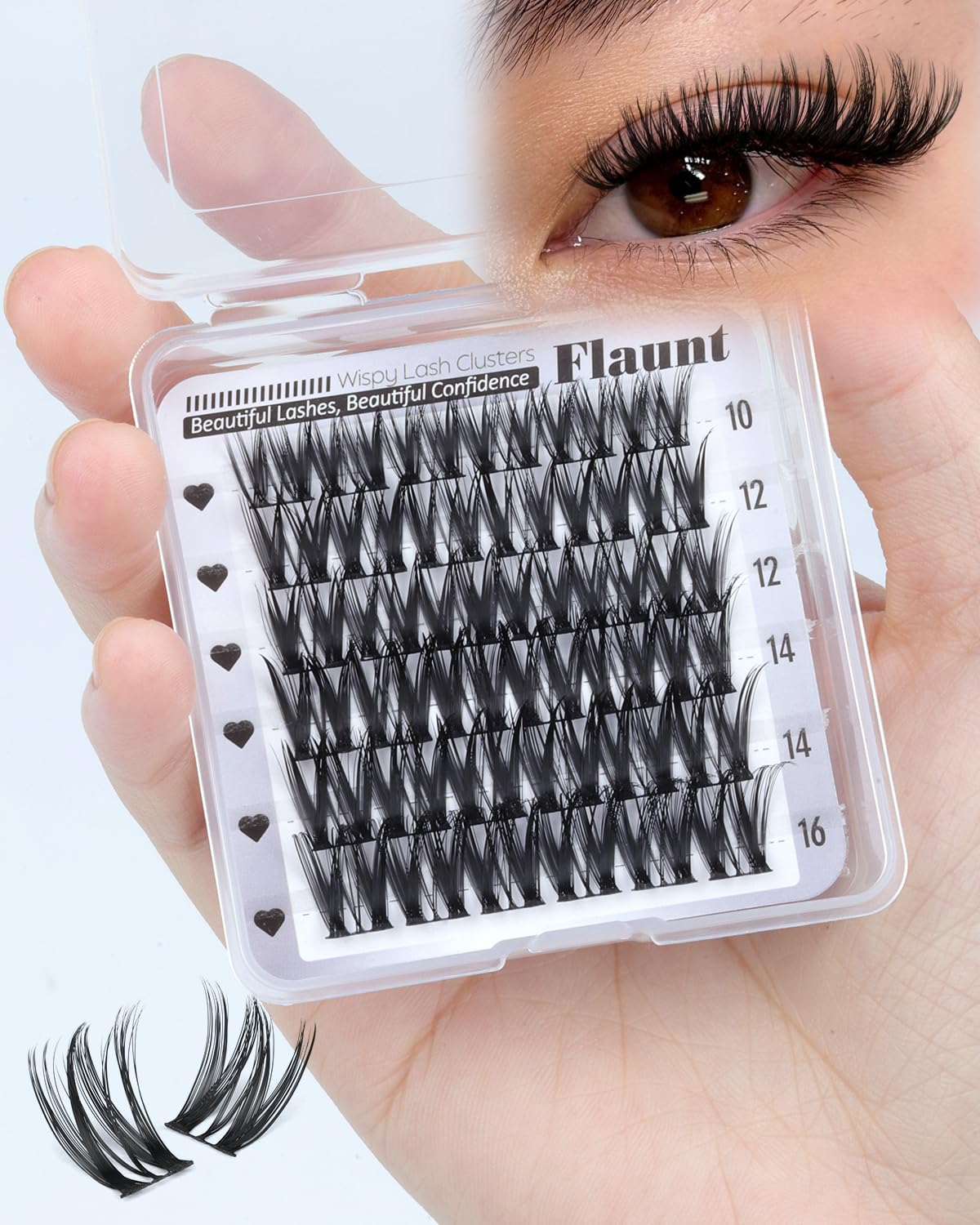 Eyelash Clusters - Portable Wispy Individual Lashes for Travel | Mini Pack 10-16MM CD Curly Extensions