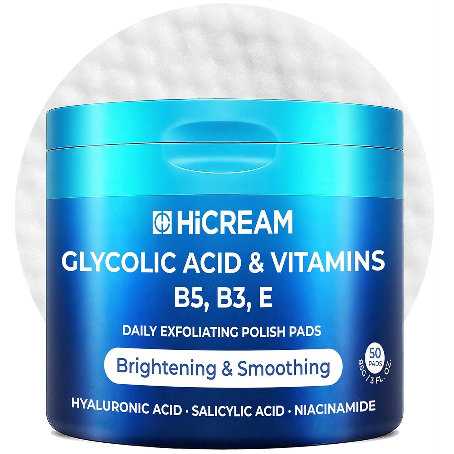 Glycolic Acid Exfoliating Pads - Dual-Textured Toner for Pore Care & Skin Radiance | 50 Pads with Niacinamide & Salicylic Acid