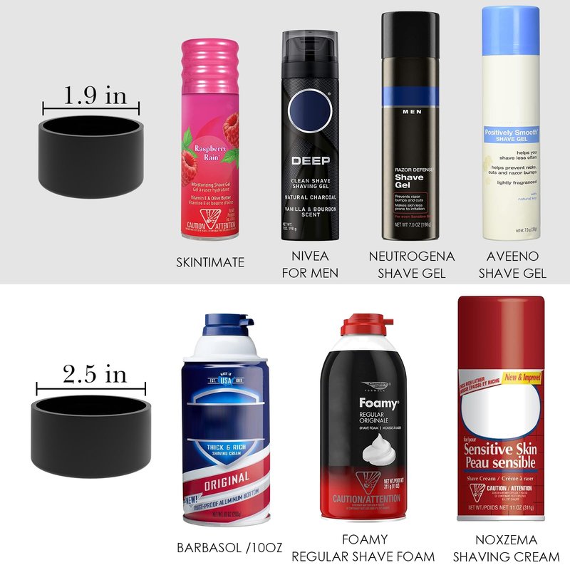 Linkidea 2 Pack Shave Gel Can No Rust Holder, Silicone Rubber Shaving Foam Bottom Rust Protector, Rust Free Holder, Compatible with Most of Shave Gel (M + L Size)
