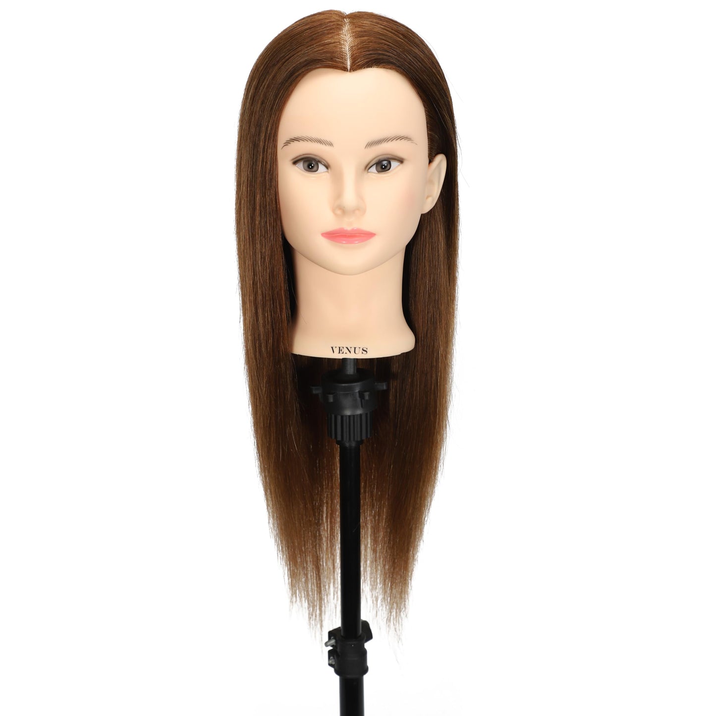 Headdoll 100% Human Hair Mannequin Head Hair Styling Training Head Cosmetology Manikin Head Doll Head for Hairdresser with Free Stand