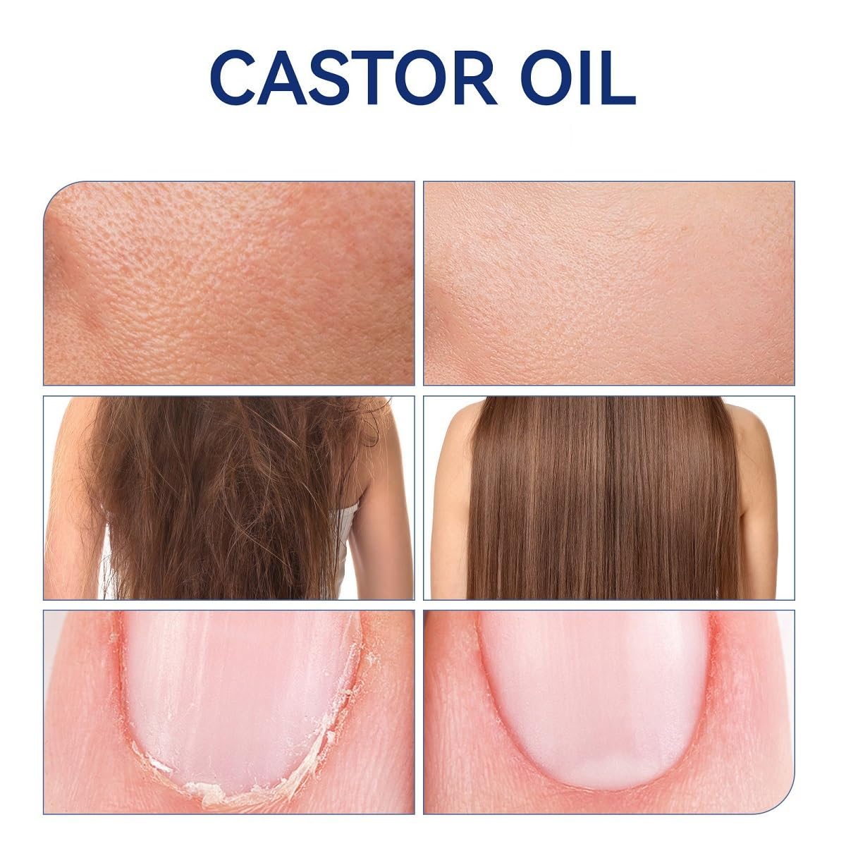WenFeng Organic Castor Oil Roll On with Rose Quartz Roller Ball