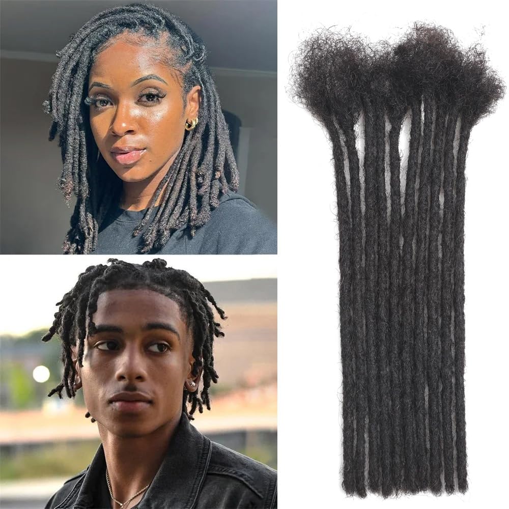 Dreadlock Extensions - 100% Human Hair, Handmade Permanent Locs | 30 Strands, 4 Inch, Can Be Dyed & Curled