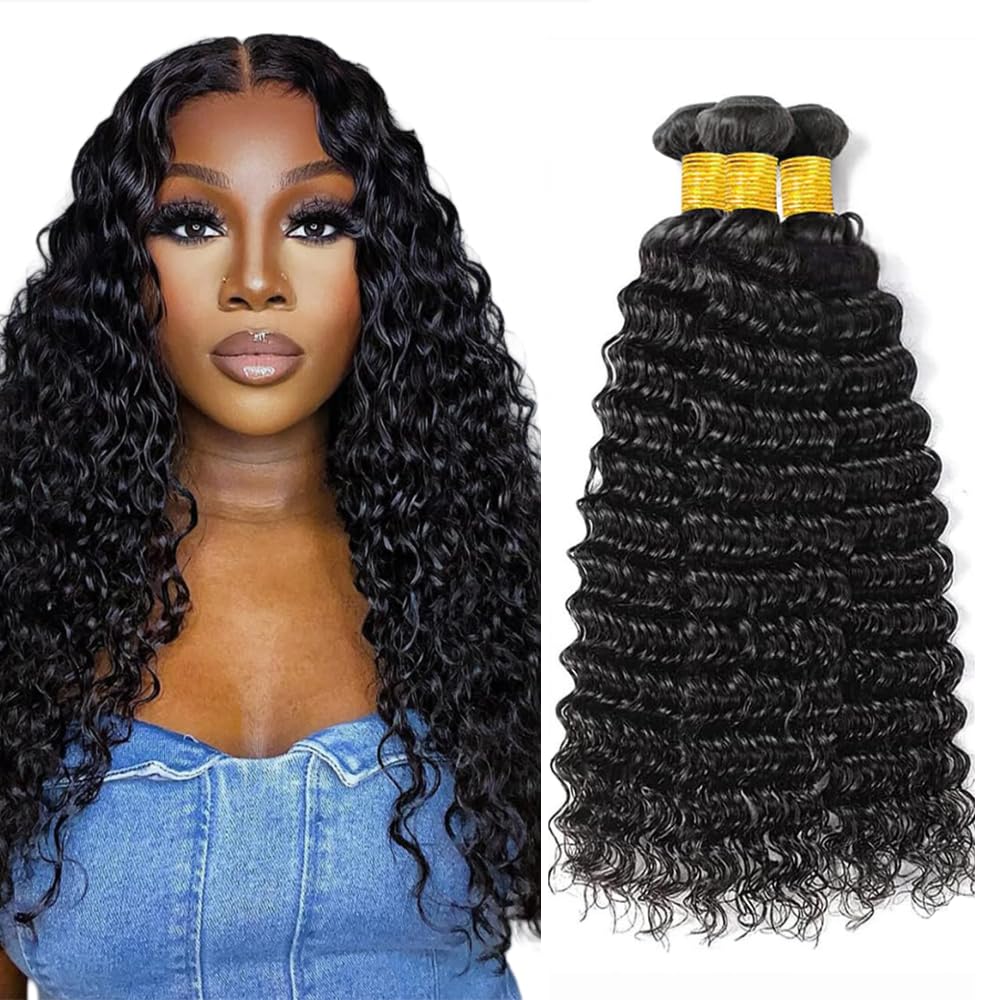 Deep Wave Bundles Deep Wave Human Hair Bundles Black Bundle Human Hair Wet And Wavy Bundle 18 20 22 Inch 150g