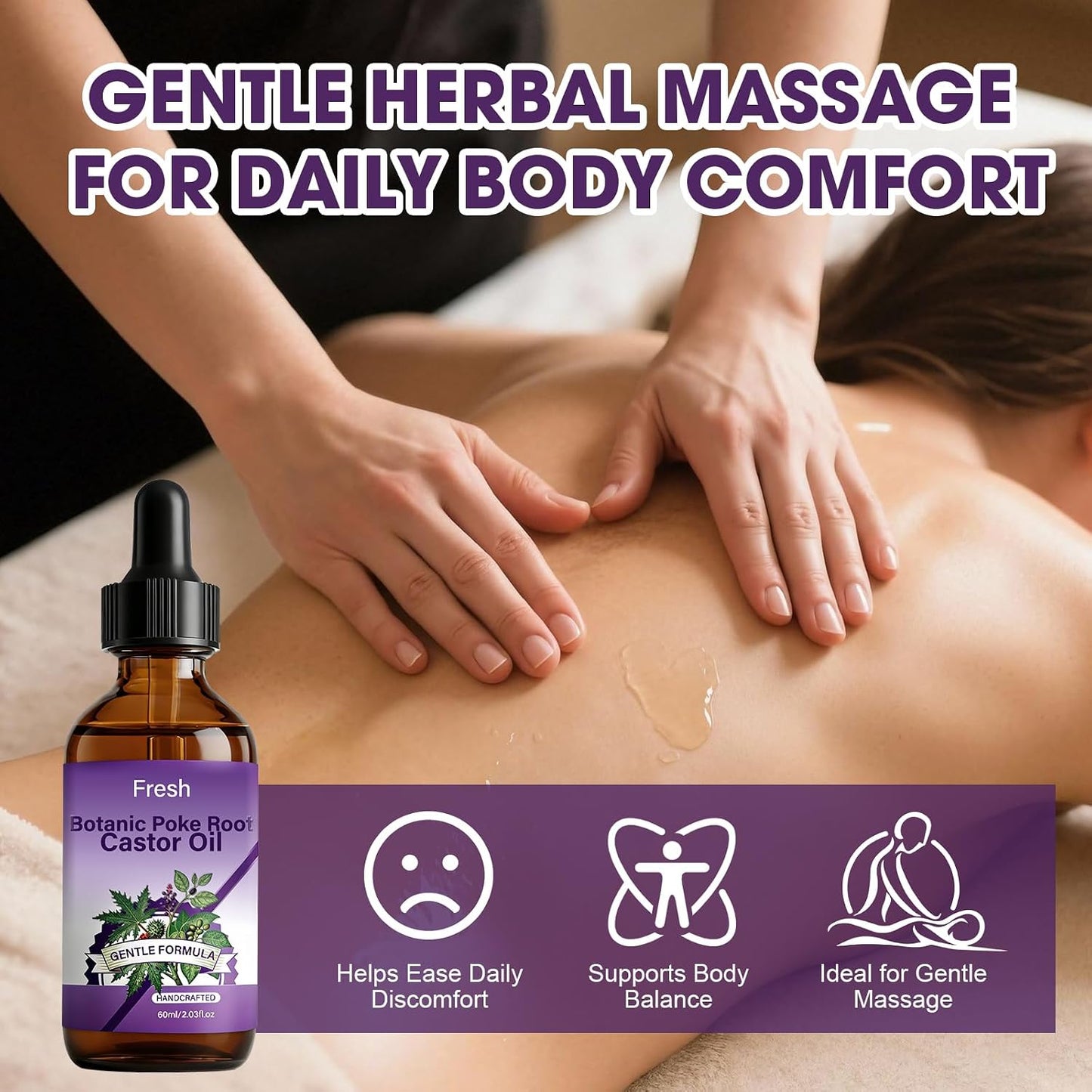 Poke Root & Castor Oil - Natural Lymphatic Support & Skin Wellness Blend with Vitamin E | Soothing Massage Oil