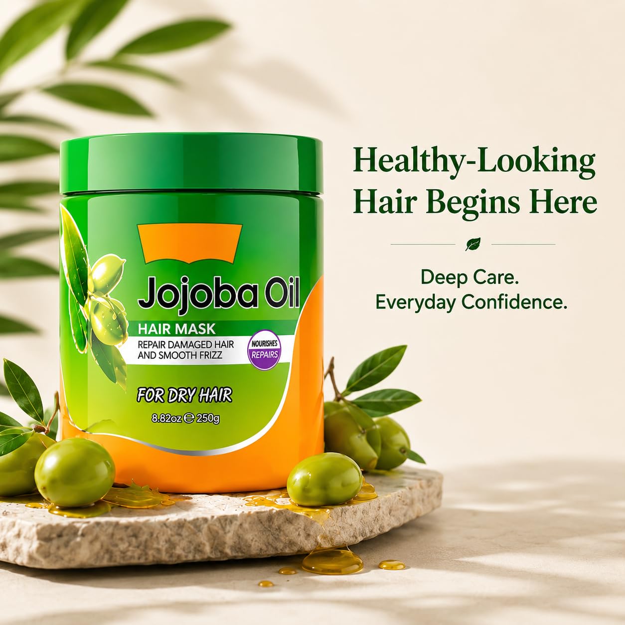 DR.EMMET Jojoba Oil Hair Mask for Dry Damaged Hair, Deep Conditioning Hair Treatment, Moisturizing Hair Mask for Frizzy Hair, Nourishing Hair Care for Women and Men, 250g