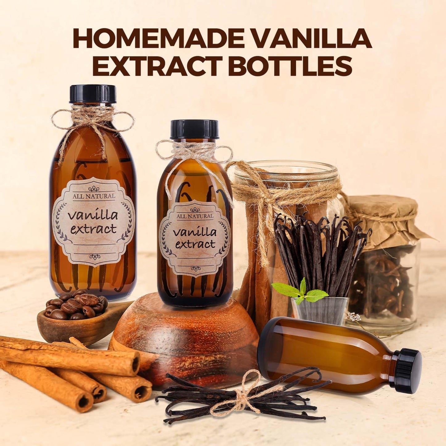 Elumeiro 12 Pack 4 oz Vanilla Extract Bottles, Amber Boston Glass Bottle with Cap Empty Brown Glass Bottles for Homemade Vanilla Extract, Essential Oils, Juice, Potion, Syrup, Liquids, Christmas Gift
